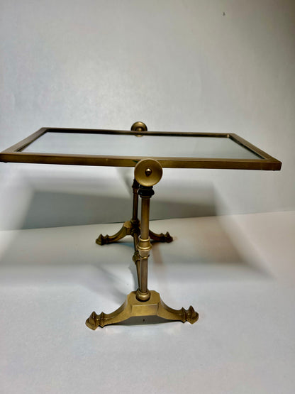 Vintage / Antique Solid Brass Tabletop Vanity Mirror - Swivel / Tilting Dresser Mirror
