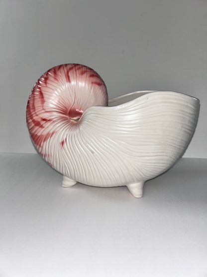 Vintage Fitz and Floyd Hollywood Regency Nautilus Shell Planter - Large- Pink