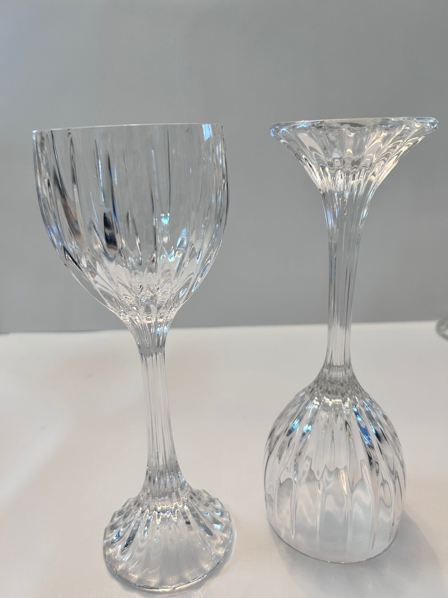 Set of 4 | Mikasa Park Lane Crystal Hock Wine Glasses | 8 1/4" Tall | Vertical Cut Design