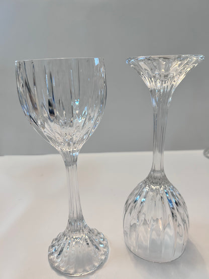 Set of 4 | Mikasa Park Lane Crystal Hock Wine Glasses | 8 1/4" Tall | Vertical Cut Design