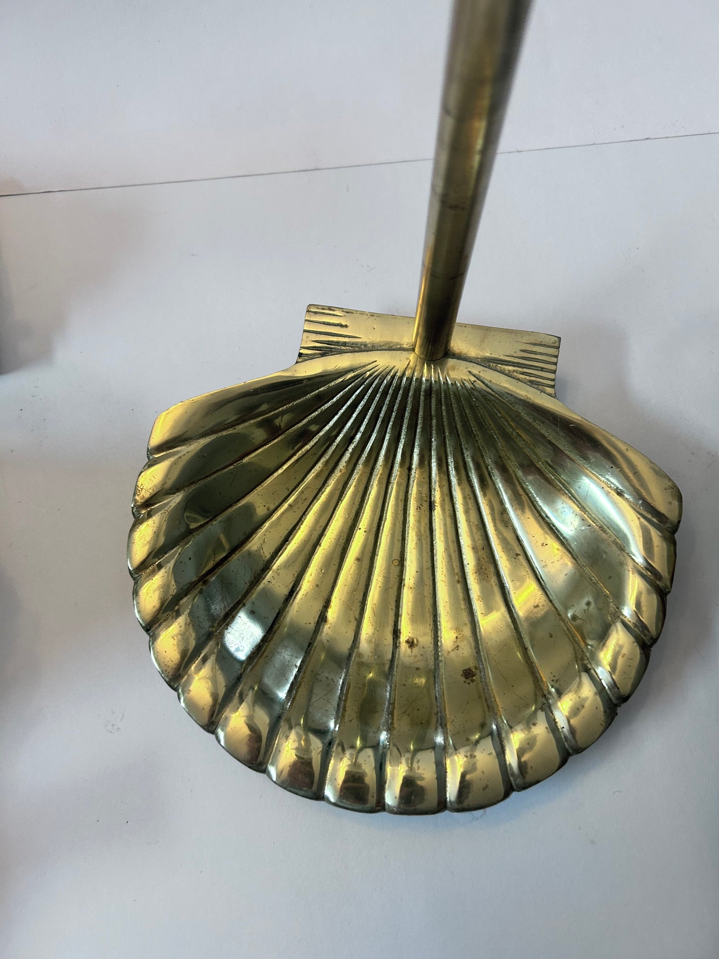 Vintage Brass Seashell Fireplace Tool Set (31”H)