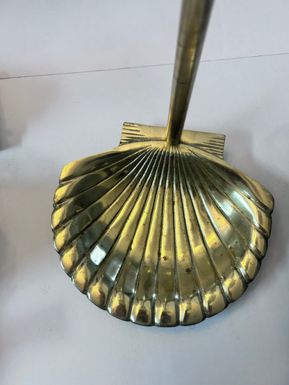Vintage Brass Seashell Fireplace Tool Set (31”H)