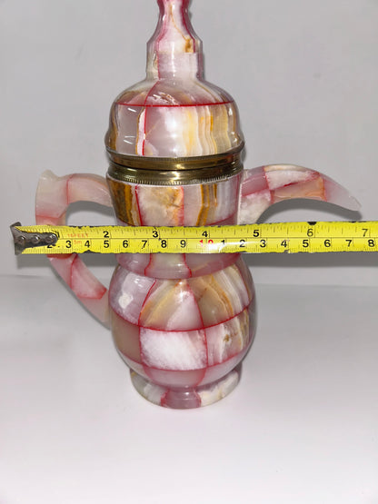 The Rose Onyx Collection: New Handcrafted Stone Dallah & Coffee Service (12-Piece Set)