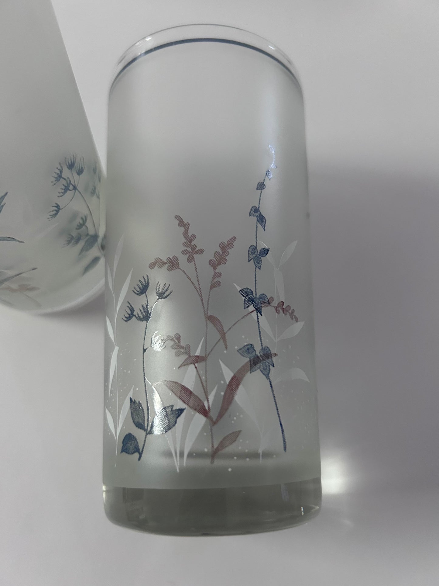 Set of 6 Woodstock by Noritake Japan Floral Frosted Tumblers.