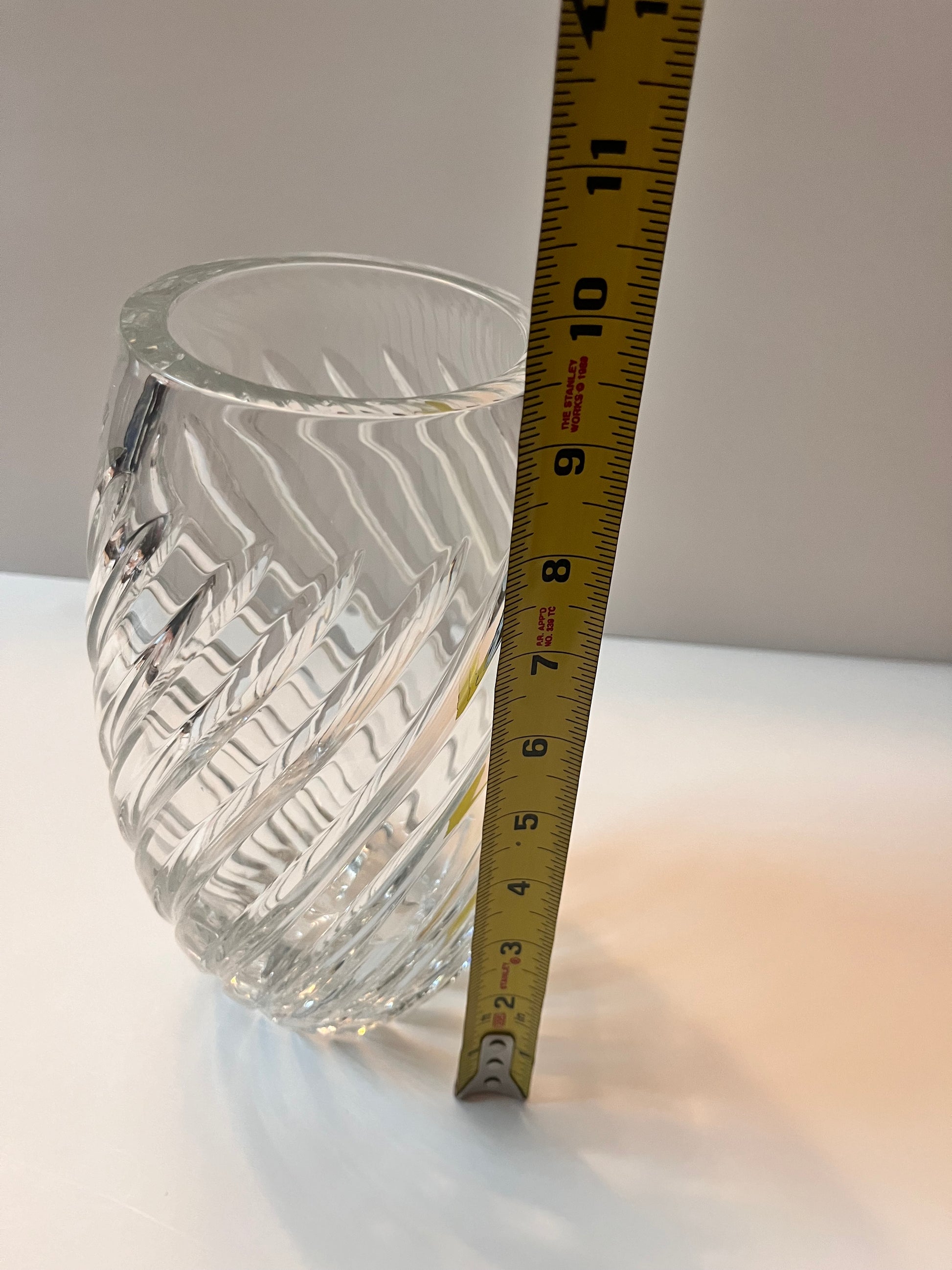 20th Century Crystal Swirl Vase with Ribbed Base - Finest Antique