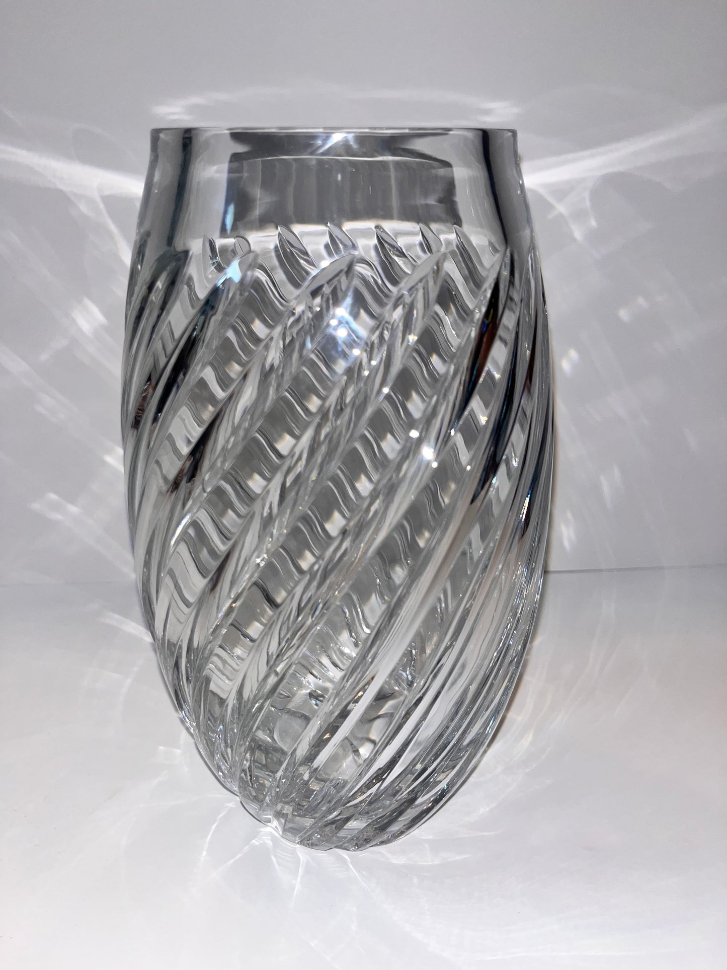 20th Century Crystal Swirl Vase with Ribbed Base - Finest Antique