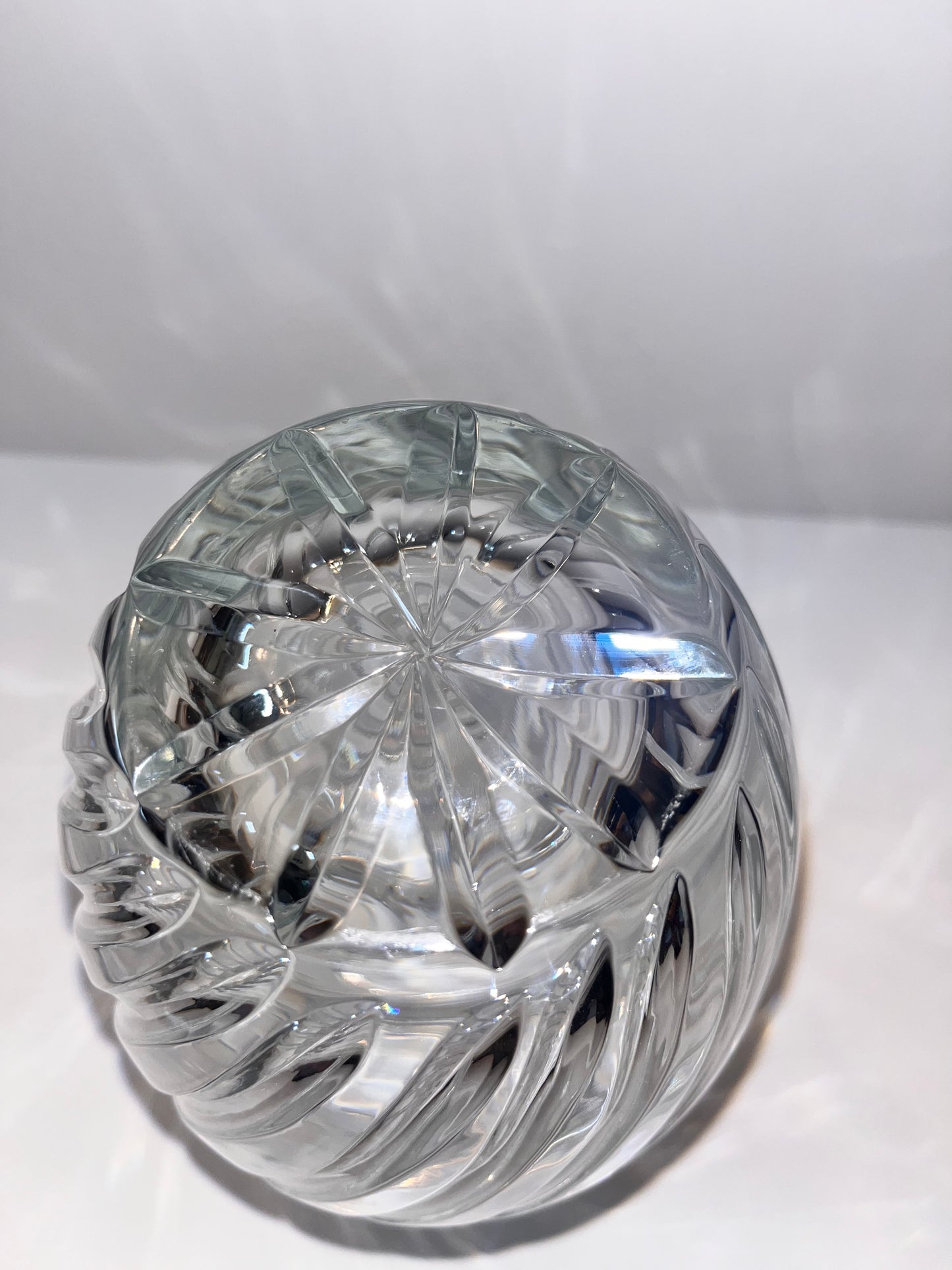 20th Century Crystal Swirl Vase with Ribbed Base - Finest Antique