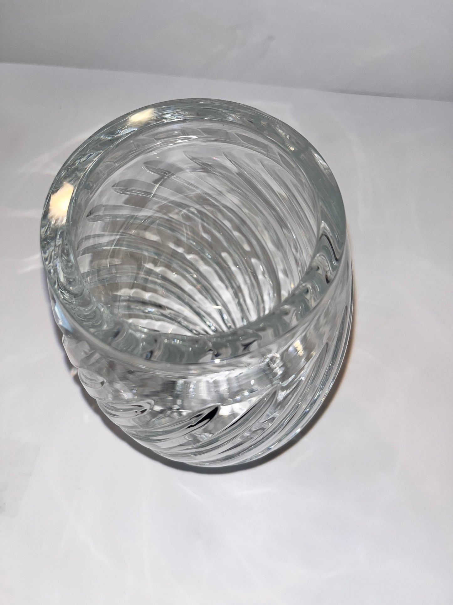 20th Century Crystal Swirl Vase with Ribbed Base - Finest Antique