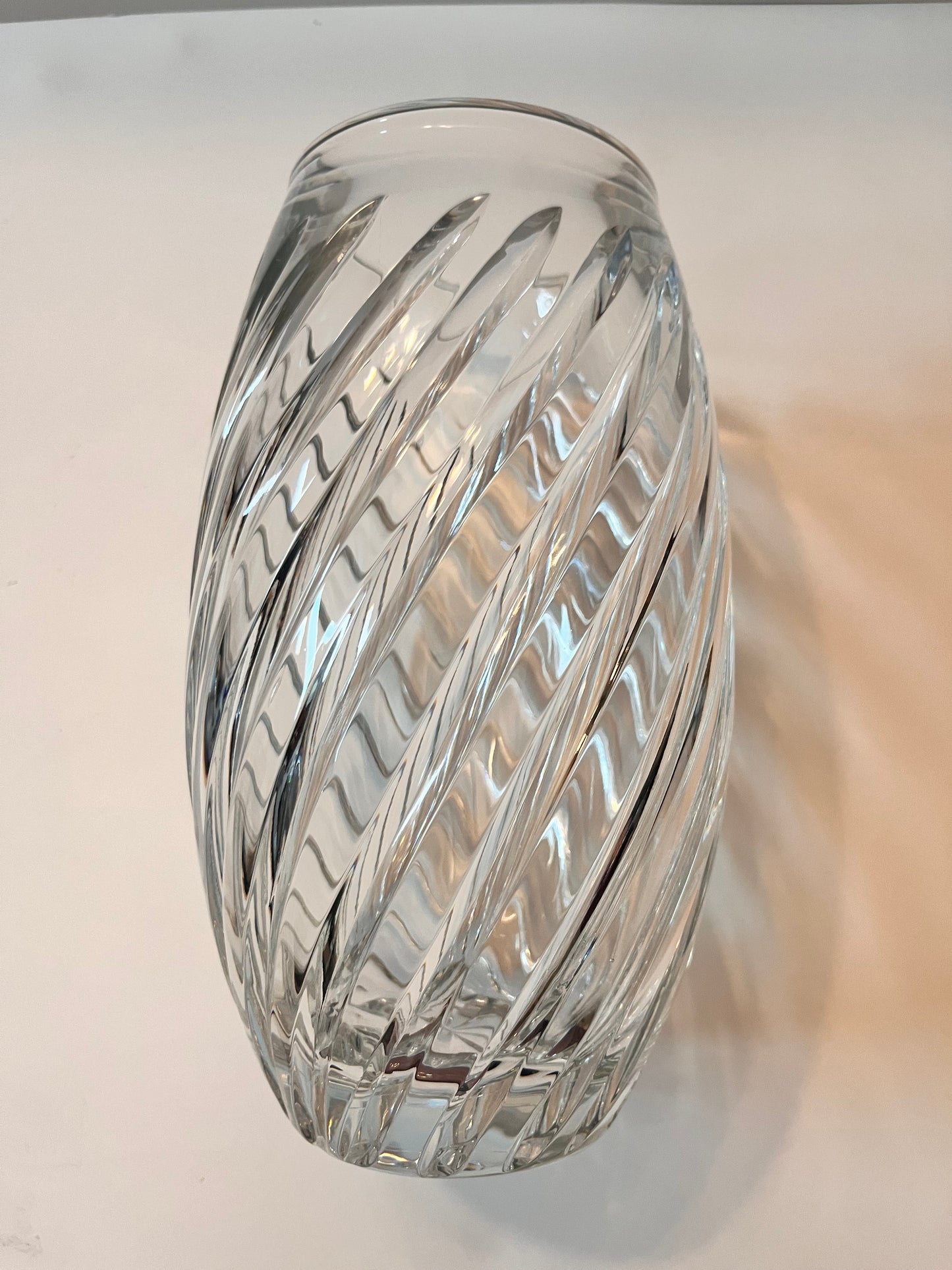 20th Century Crystal Swirl Vase with Ribbed Base - Finest Antique