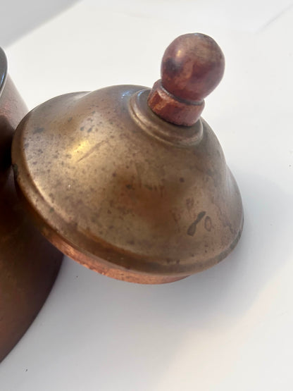 Antique English Copper Tea Kettle - c. 1920s - Gooseneck Wood Handle & Patina - Large