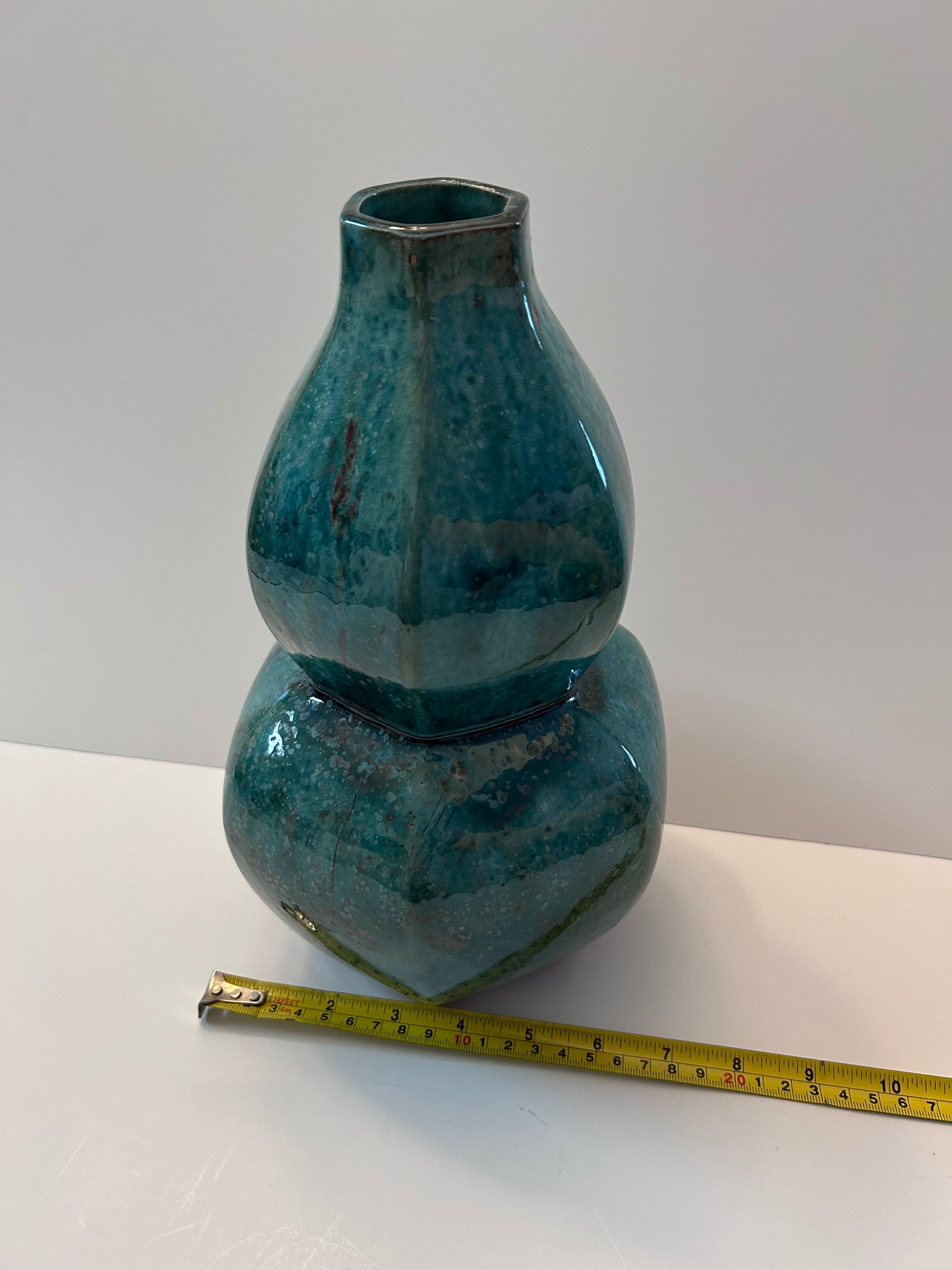 Frontgate Speckled Green Gourd Ceramic Vase