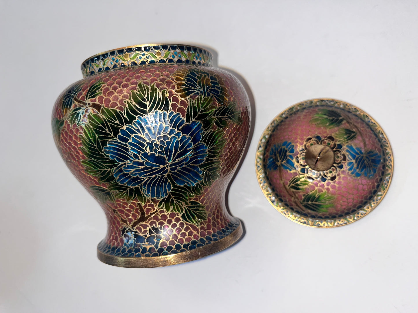 Vintage Chinese "Plique a Jour” Cloisonné Enamel Jar with Floral Design