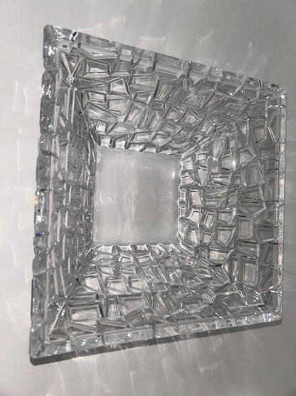 Signed Tiffany & Co. 9" Mosaic / Rock Cut Crystal Square Bowl Centerpiece