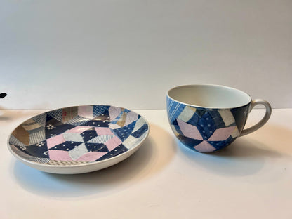Ralph Lauren Wedgwood "Patchwork" Cup & Saucer Set - 1989 England