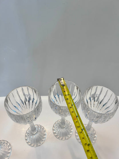 Set of 4 | Mikasa Park Lane Crystal Hock Wine Glasses | 8 1/4" Tall | Vertical Cut Design