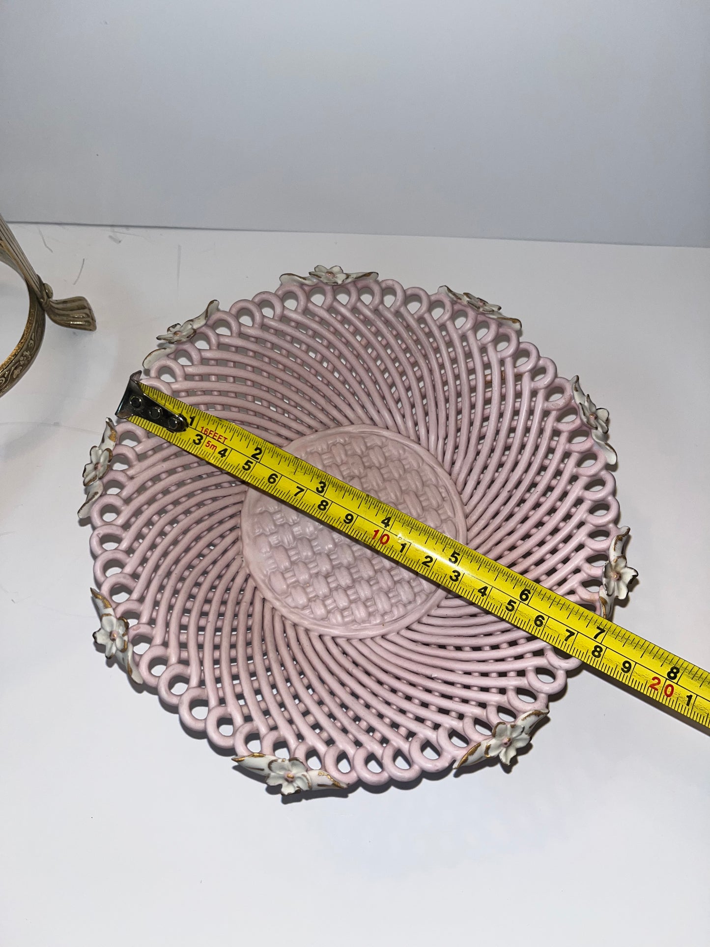 Antique Victorian Brass Stand with Capodimonte Style Bowls & Seashell Collection