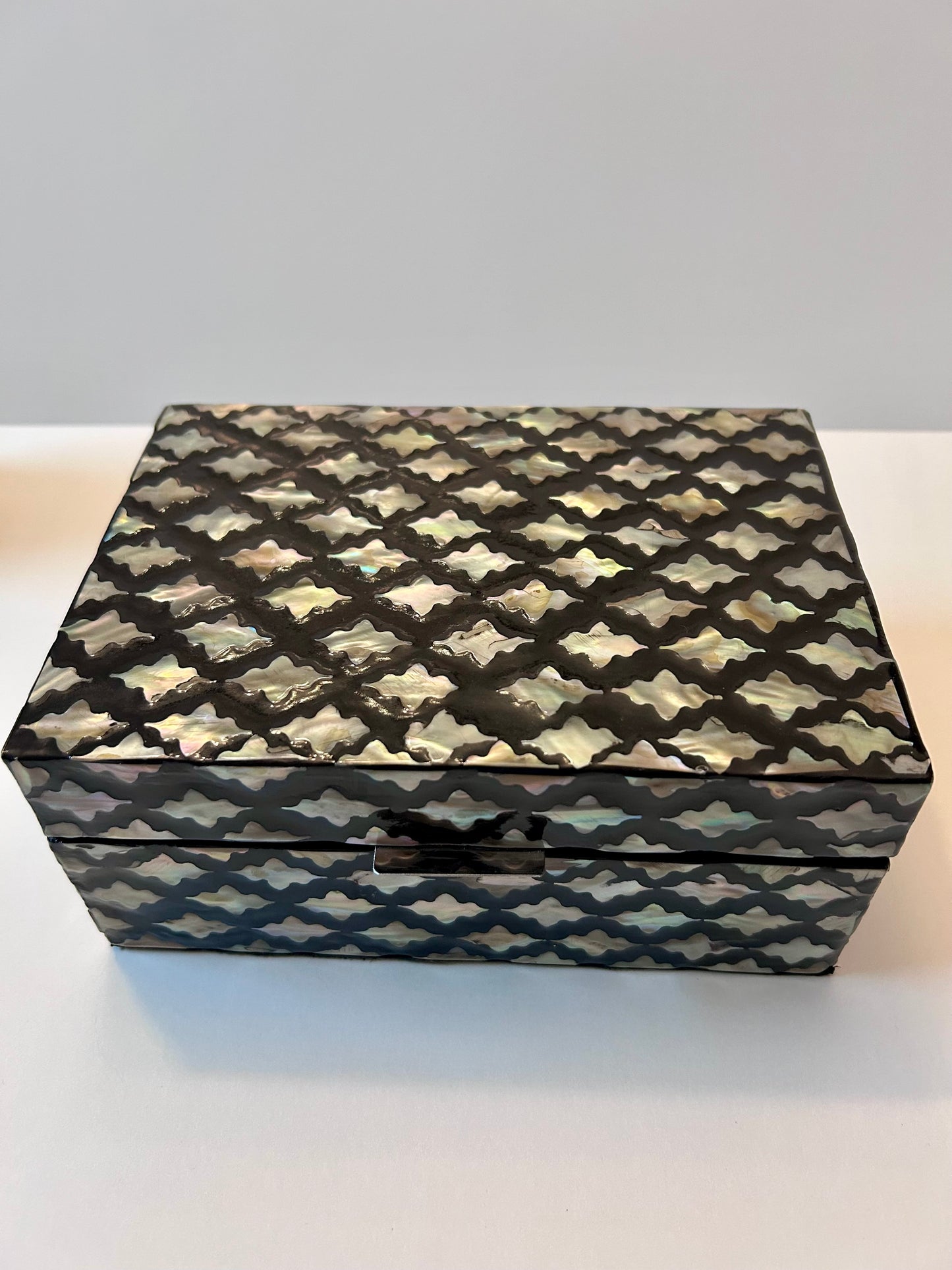 Litton Lane Rectangle Mother of Pearl Box with Hinged Lid