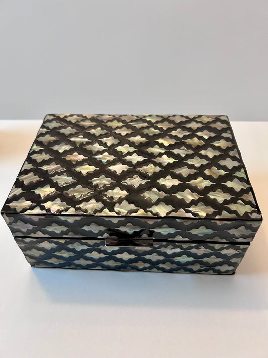 Litton Lane Rectangle Mother of Pearl Box with Hinged Lid