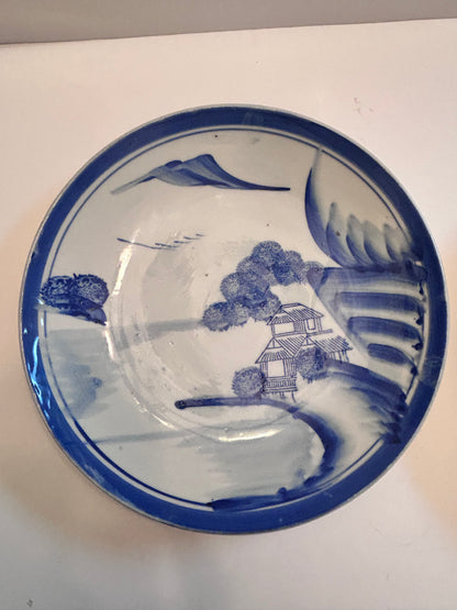 Set of 3 Antique Japanese Arita Plates -Late Edo Period (c. 1860-1880)
– Mountain Landscape – 9"