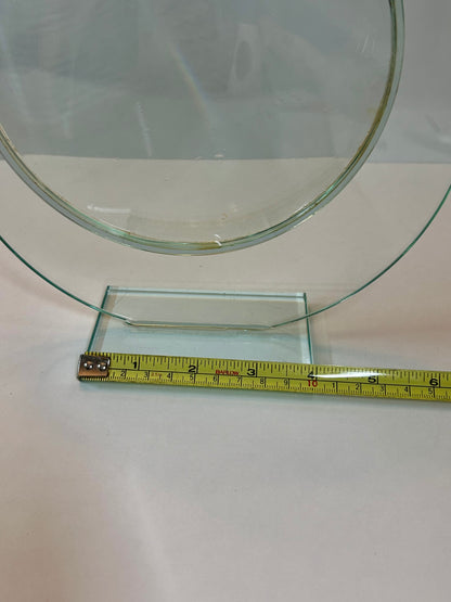 Unique Vintage Sculptural Green-Tint Art Glass "Floating Orbit" Vase (8.25”)Modernist Art Piece