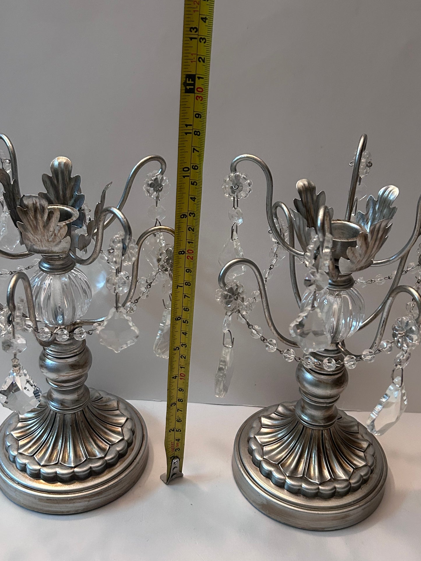 3-Piece Silver Chandelier Candelabra Set with Hurricane Cups | Elegant Wedding Centerpieces