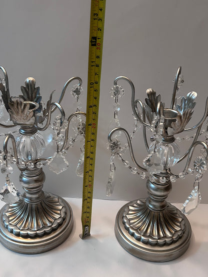 3-Piece Silver Chandelier Candelabra Set with Hurricane Cups | Elegant Wedding Centerpieces