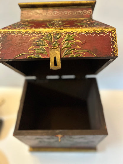 Vintage Handmade, Hand-Painted Wooden Storage/ Jewelry Box