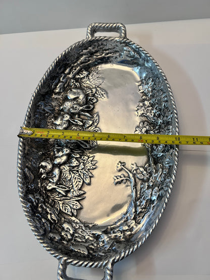 Vintage Sheridan Imports Aluminum Bunny Serving Tray