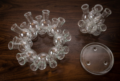 Vintage 2-Piece Tiered Clustered Glass Flower Frog & Propagation Station (25 Bud Vases / Vessels)