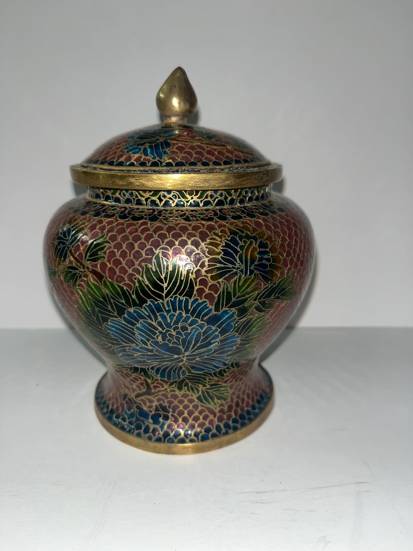 Vintage Chinese "Plique a Jour” Cloisonné Enamel Jar with Floral Design