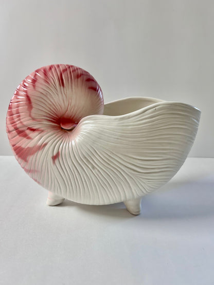 Vintage Fitz and Floyd Hollywood Regency Nautilus Shell Planter - Large- Pink