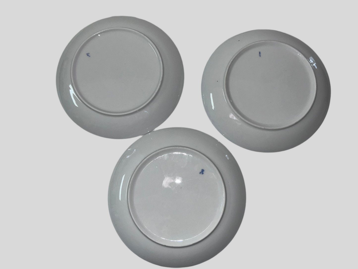 Blue and White Plates Mixed Floral & Asian-Inspired Patterns (Set of 3)