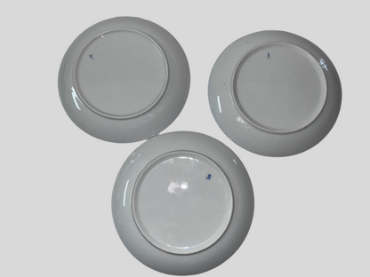 Blue and White Plates Mixed Floral & Asian-Inspired Patterns (Set of 3)