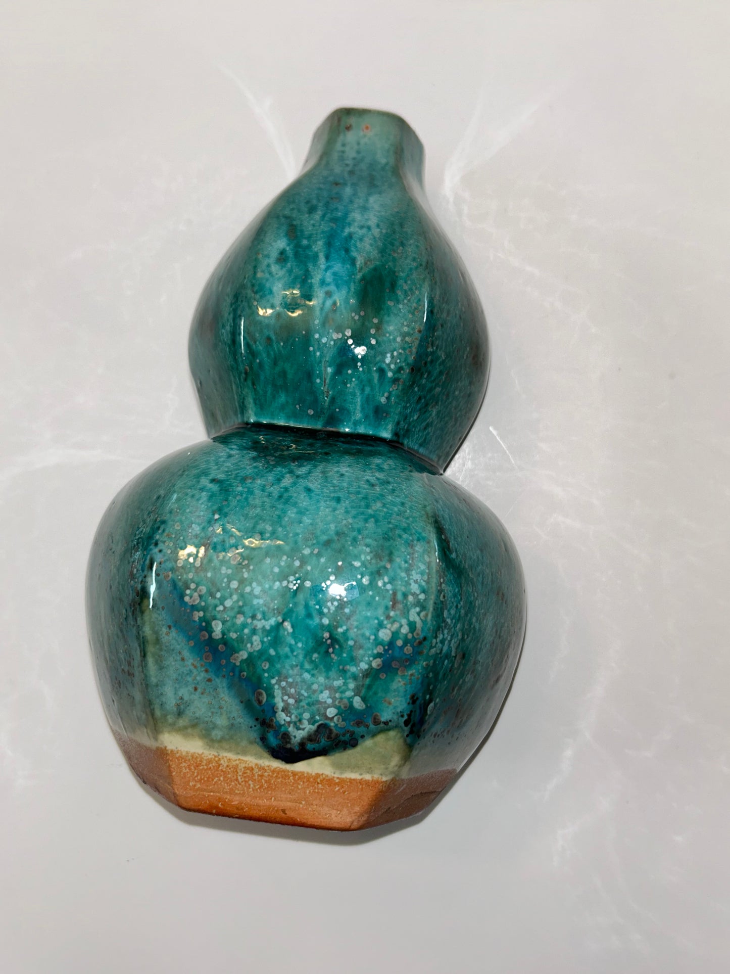 Frontgate Speckled Green Gourd Ceramic Vase