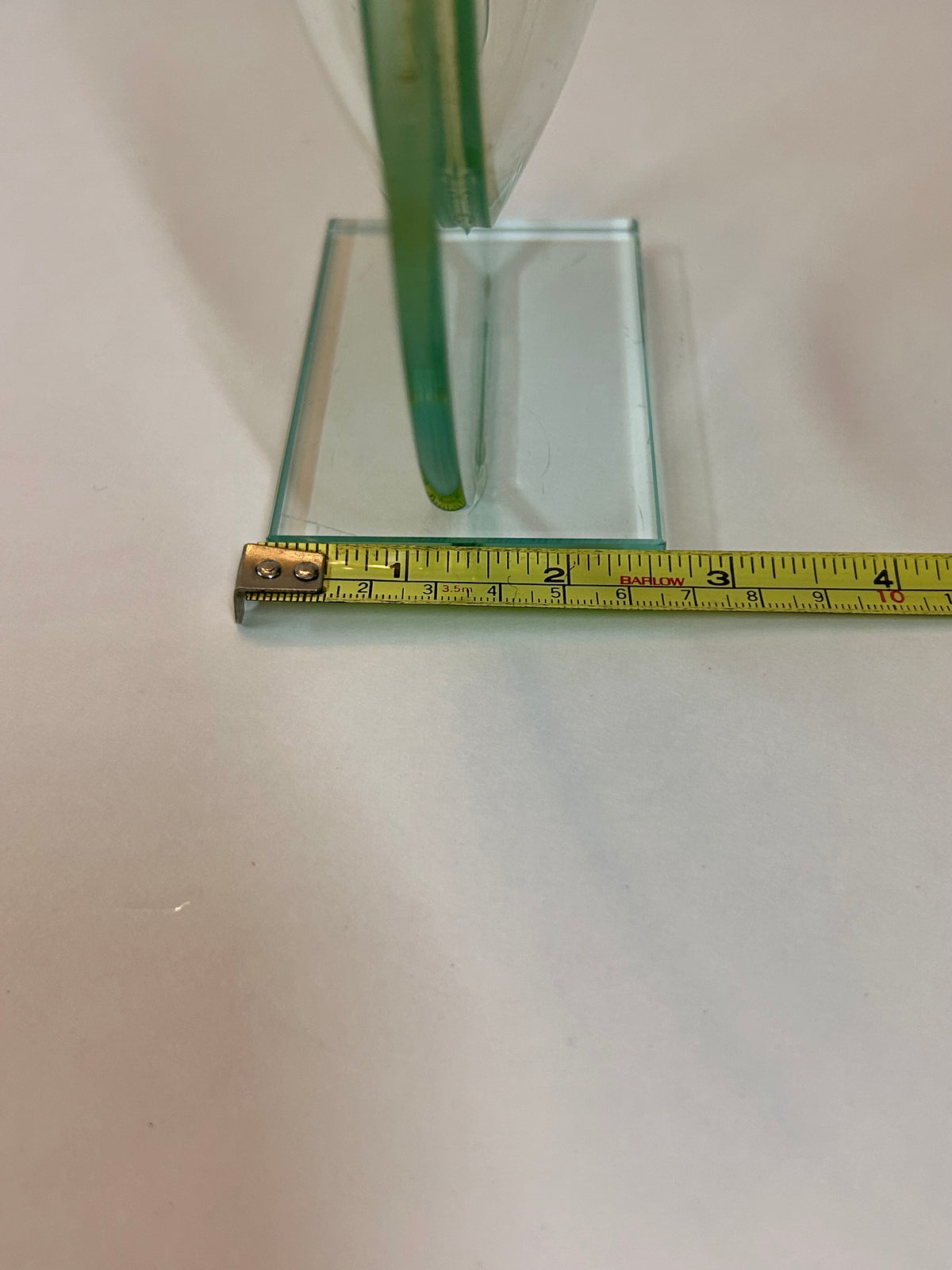 Unique Vintage Sculptural Green-Tint Art Glass "Floating Orbit" Vase (8.25”)Modernist Art Piece