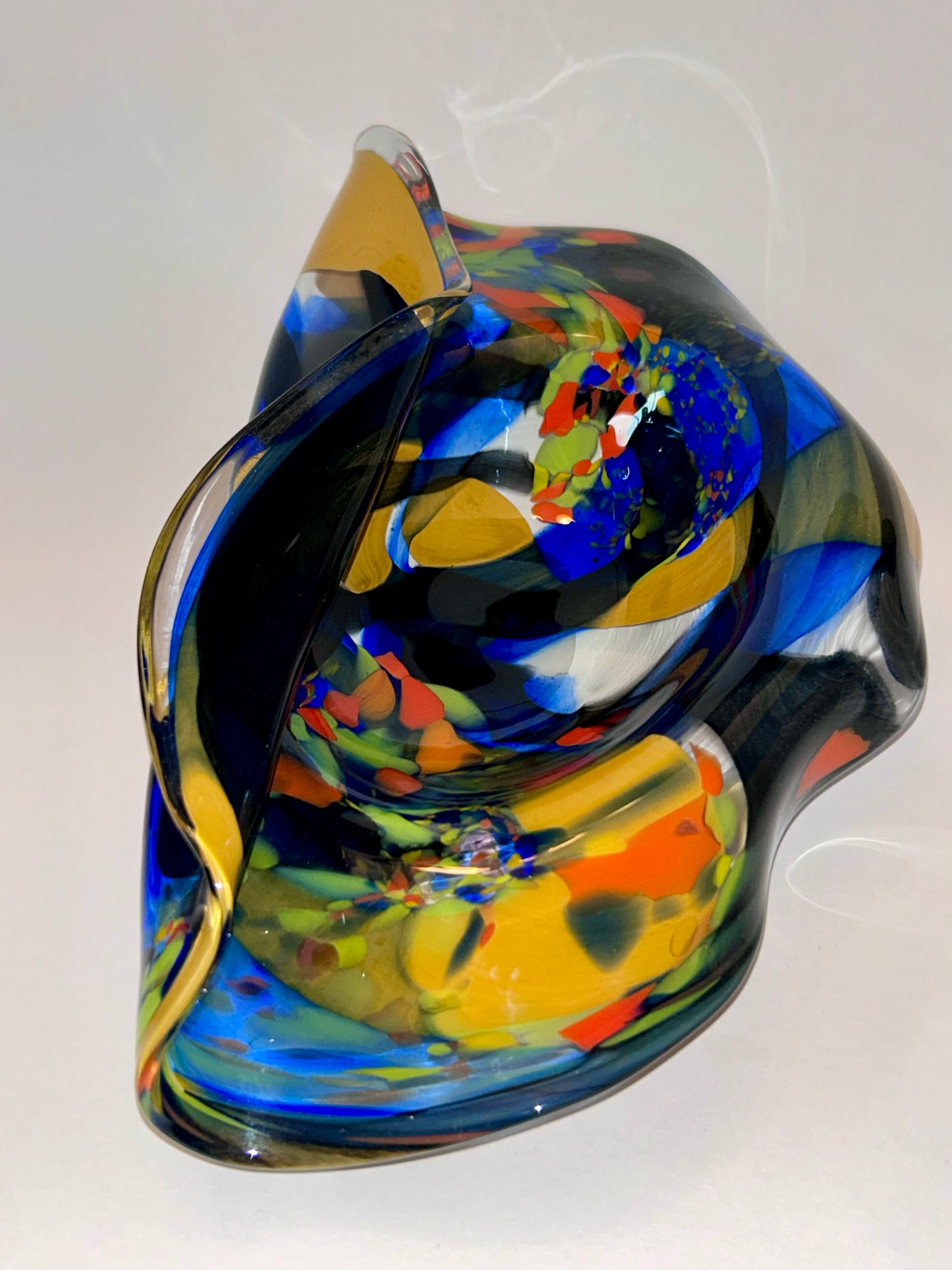Romanian Ian Nemtoi Hand Blown Art Glass Vessel Bowl Vase Sculpture
