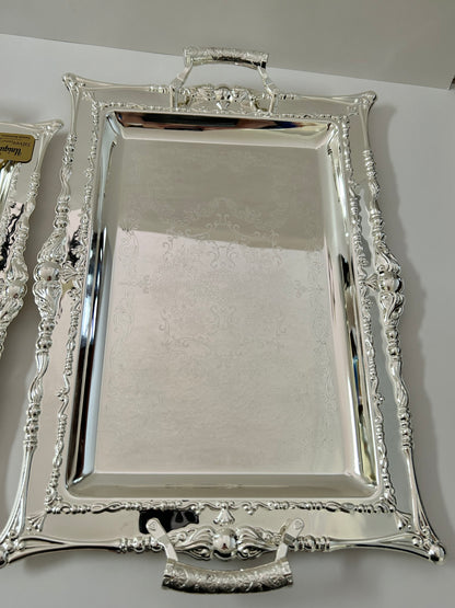 Unique Touch Edelglanz Premium Silver Plated Serving Trays (Set of 2)