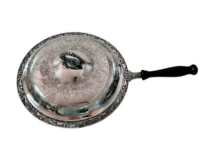 Antique Chafing Dish Victorian Roses Design Silver Plated Over Copper (5 Pieces)