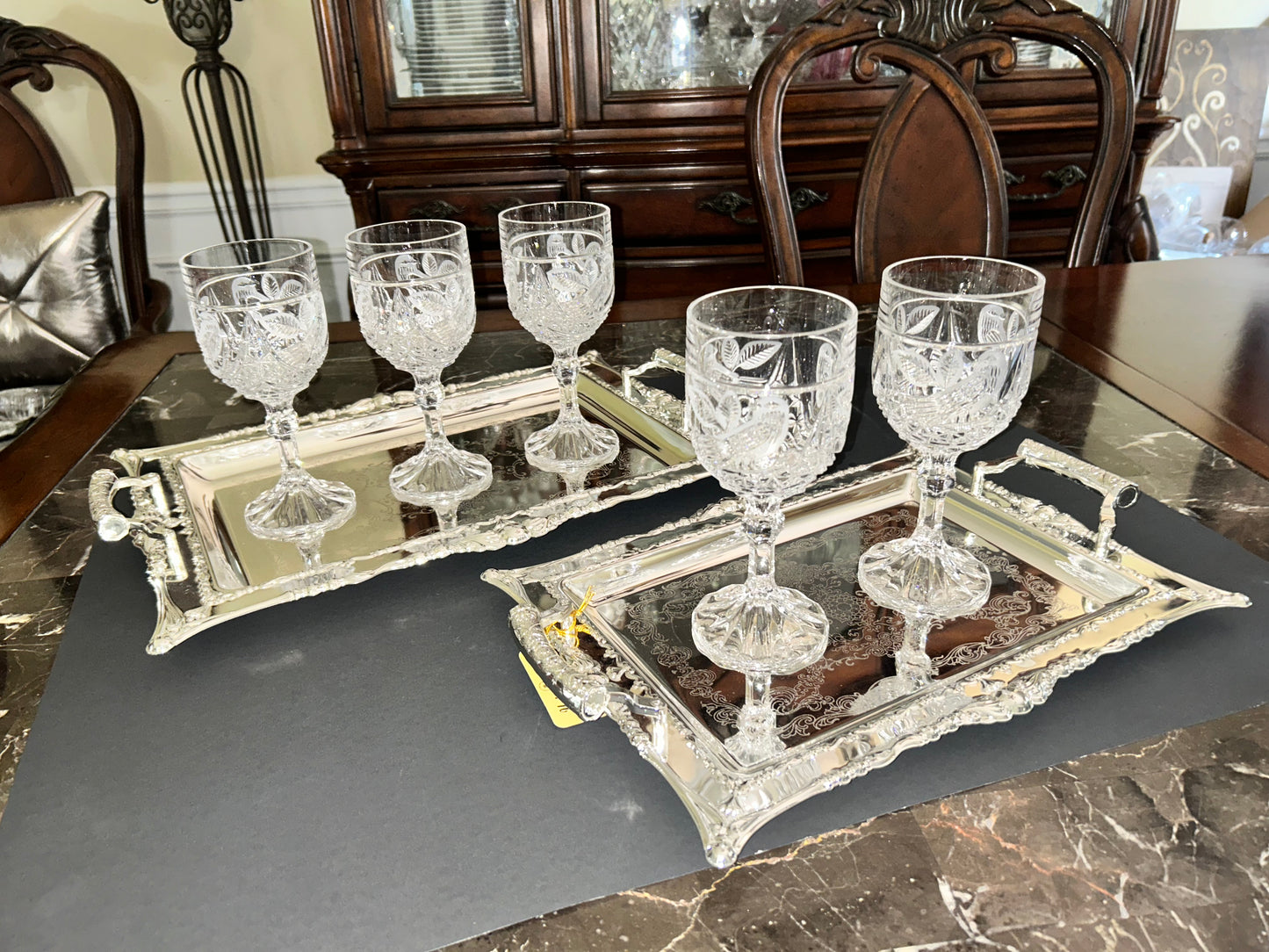 Hofbauer Byrdes Collection Cut Crystal Water Goblets (Set 5)
