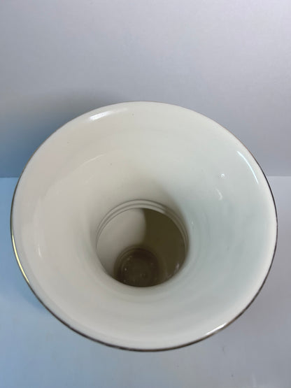 Vintage Abingdon Pottery USA Gold & Powder Blue Urn Vase - Fragonard Courting Couple
(#563)