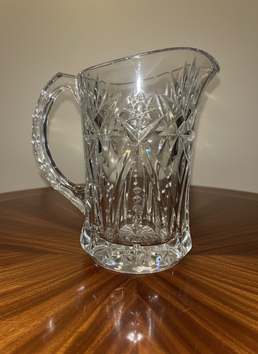 Heavy Cut 24% Lead Crystal Pitcher - Starburst & Pinwheel
Pattern