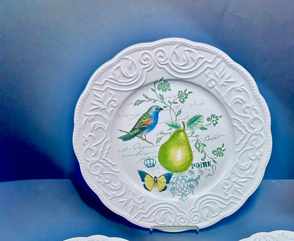 NWT Mikasa Antique Countryside Pear Plate Set  ~11" Dinner Plate & (2) 8.5" Salad Plates