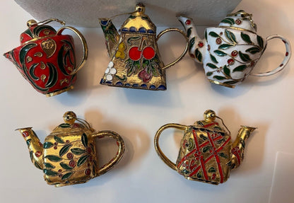 Hand-Painted Cloisonné Enamel Teapot Ornaments