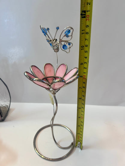 Vintage Two-piece Handcrafted Stained Glass Figurine Set