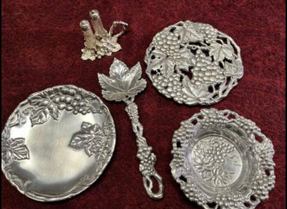 Arthur Court Cast Aluminum Grape & Leaf Serving Set (5 Pieces)
