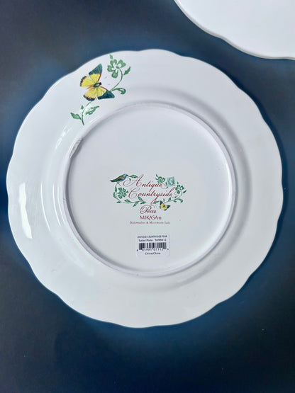 NWT Mikasa Antique Countryside Pear Plate Set  ~11" Dinner Plate & (2) 8.5" Salad Plates