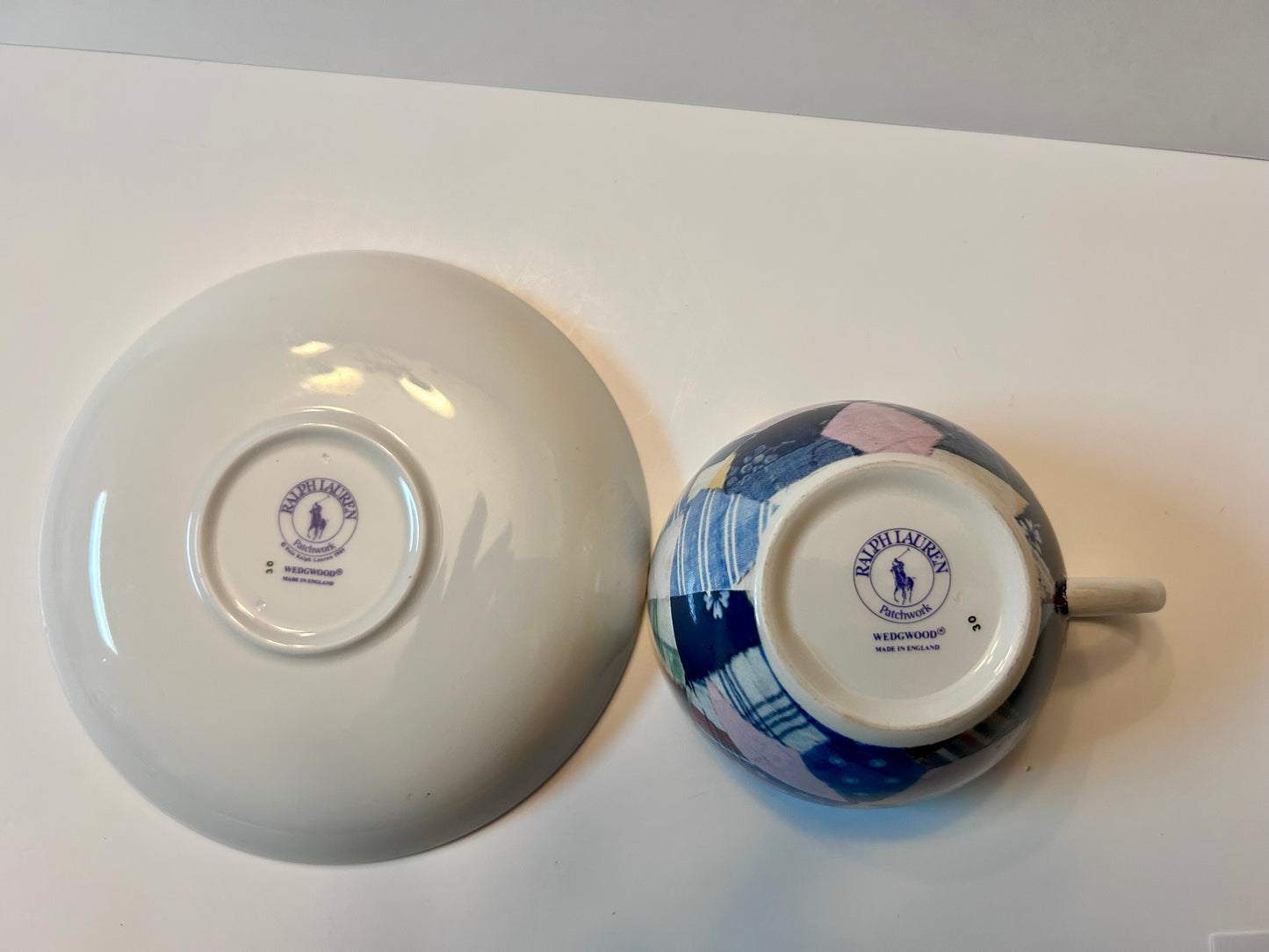 Ralph Lauren Wedgwood "Patchwork" Cup & Saucer Set - 1989 England