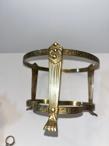 Antique Victorian Brass Stand with Capodimonte Style Bowls & Seashell Collection