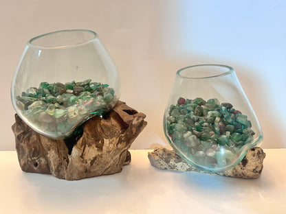 Coastal Chic Driftwood Centerpiece Candleholder Mystic & Driftwood Terrarium (3-Piece)