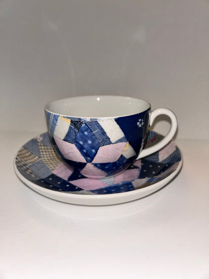 Ralph Lauren Wedgwood "Patchwork" Cup & Saucer Set - 1989 England